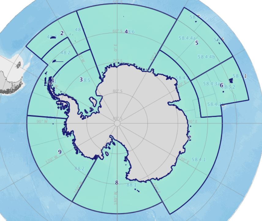 Map of MPA planning domains in the Southern Ocean